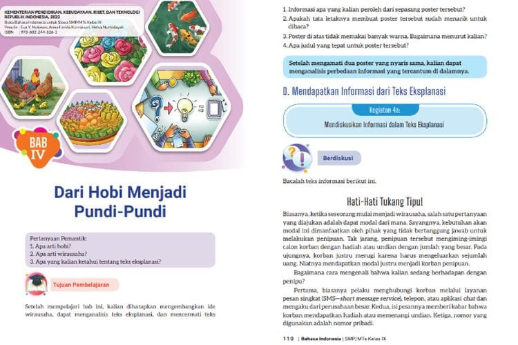 Bab 4 ‘Hati-hati Tukang Tipu’, Kunci Jawaban Bahasa Indonesia Kelas 9 SMP Kurikulum Merdeka: Tugas Kelompok Hlm. 111