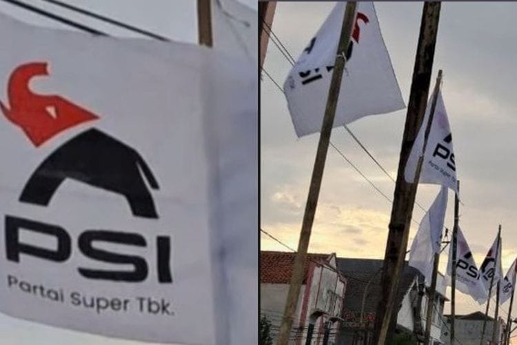 Bendera PSI Partai Super TBK Berlogo Gajah Kepala Merah Berkibar di Solo