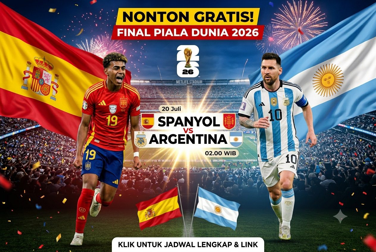 Siaran Langsung TVRI GRATIS! Ini Link Live Streaming Spanyol vs Argentina Final Piala Dunia 2026