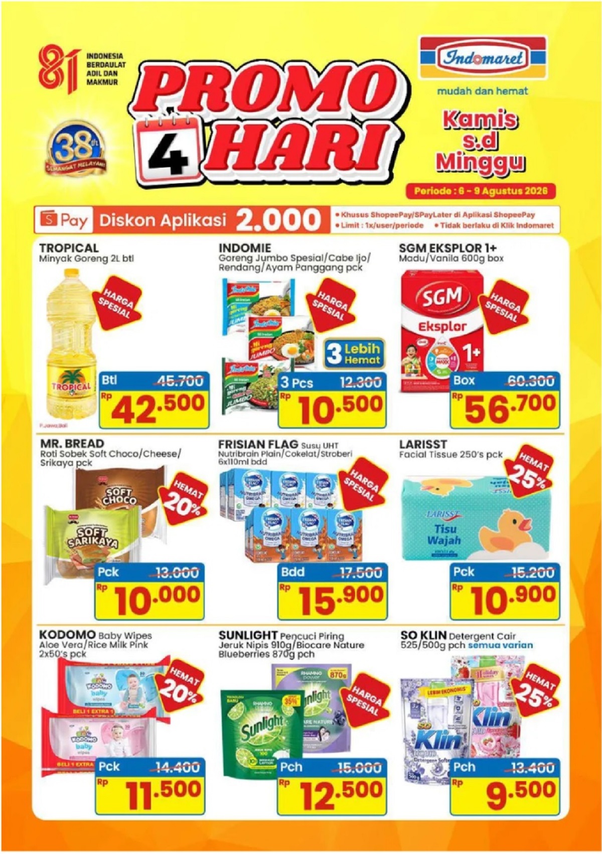 Promo Indomaret HARI INI 7 Agustus Minyak Goreng 2 Liter Cuma 40 Ribuan Hingga Diskon 50 Persen